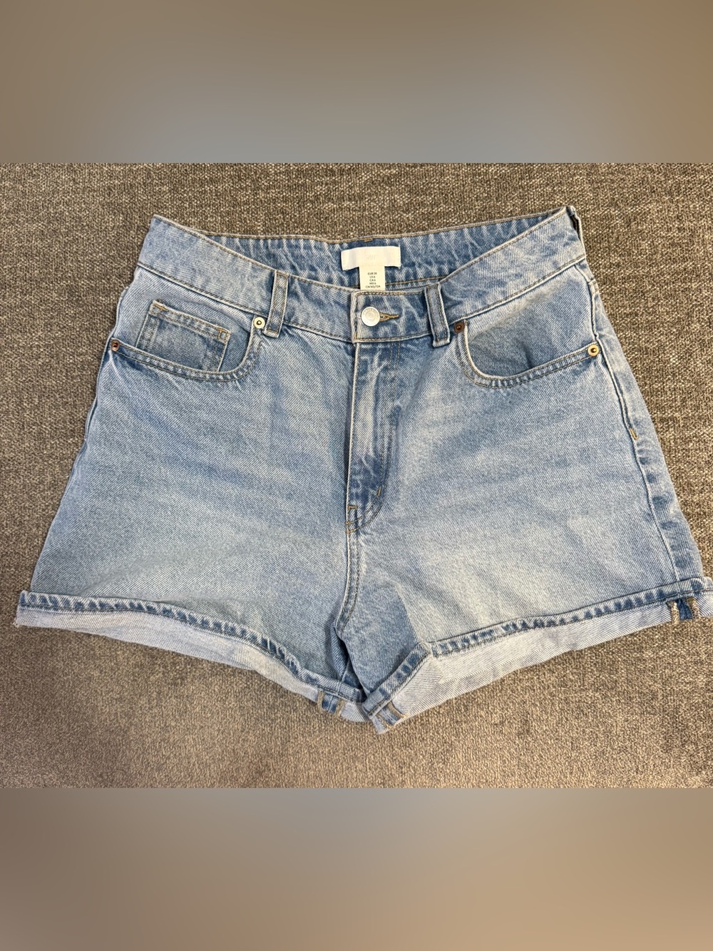 H&M Light Blue High-Rise Denim Shorts